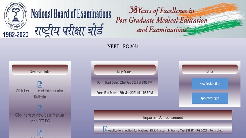 NEET PG 2021 Registration