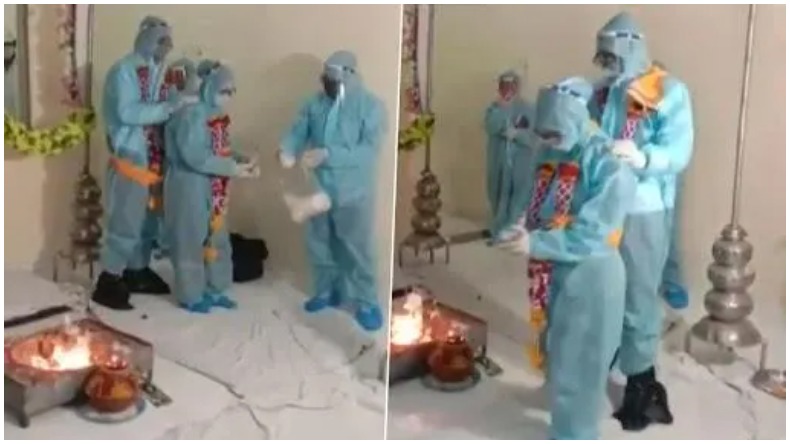 Madhya Pradesh Couple Takes Pheras in PPE Kits