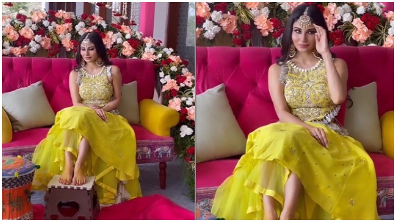 Mouni Roy Haldi Look : मौनी रॉय की हल्दी की पहली तस्वीरें आयी सामने , दो हल्दी लुक्स में जीता फैंस का दिल