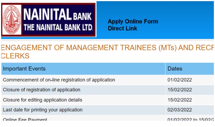 Nainital Bank Vacancy 2022: नैनिताल बैंक में मैनेजमेंट ट्रेनी और क्लर्क के पदों के लिए आवेदन शुरु, मिलेगी शानदार सैलरी