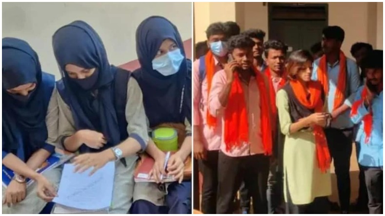 Karnataka Hijab Row: कर्नाटक में छिड़ा हिजाब बनाम भगवा, बजरंग दल ने लोगों को पहनाए भगवा चोले