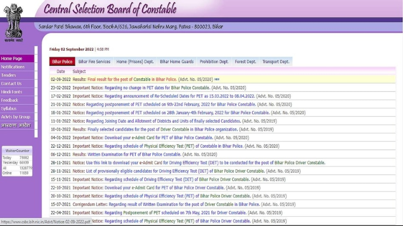 बिहार पुलिस कॉन्‍स्‍टेबल के नतीजे जारी, इस लिंक से करें चेक