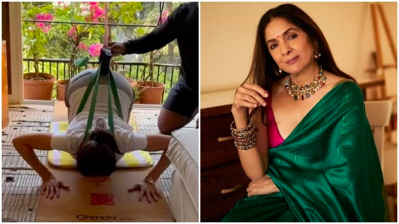 Neena Gupta : 63 साल की नीना ने किया इंटेंस वर्कआउट, लगाए पुशअप्स