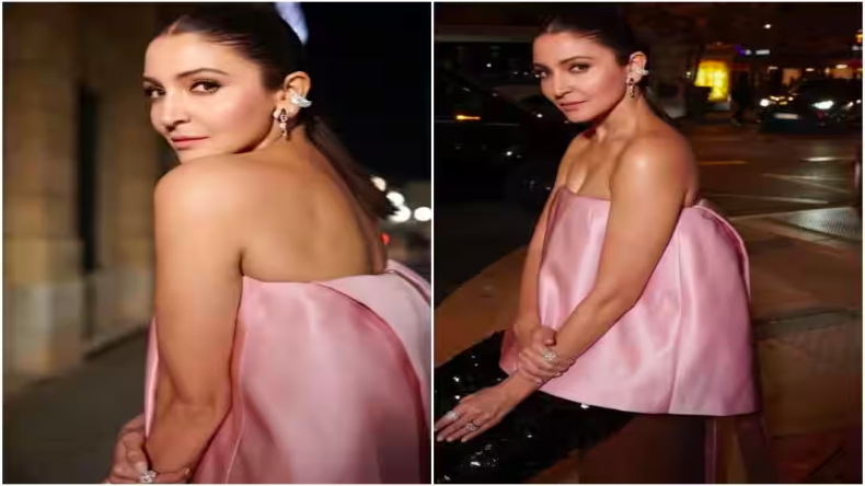 Cannes 2023: पिंक साटन टॉप और ब्लैक बॉटम में छाई Anushka Sharma, देखें तस्वीरें