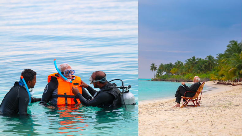 PM Modi Snorkelling: लक्षद्वीप के नीले पानी में स्नॉर्केलिंग करते दिखे पीएम मोदी, देखें रोमांचक तस्वीरें